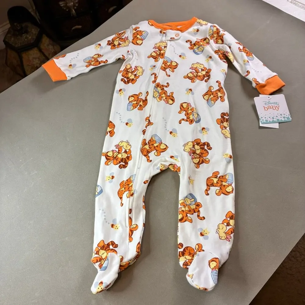 Disney Baby Tigger Footed Sleeper Pajamas 6-9M NWT Winnie the Pooh Zip